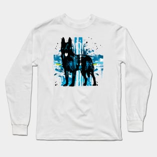 Belgian Shepherd Cross Stencil Artwork Long Sleeve T-Shirt